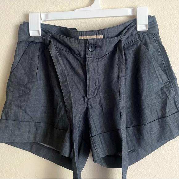 Banana Republic Pants - BANANA REPUBLIC Hampton Fit Chambray Shorts with STRAP, SIZE 2 PETITE NAVY BLUE